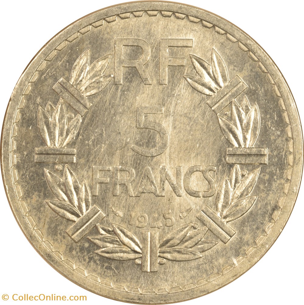 5 francs Lavrillier 1945 monnaies monde france 5 francs lavrillier 1945