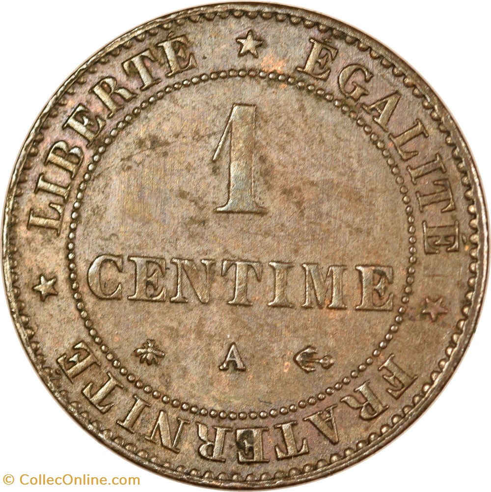 1 centime Cérès 1872 A monnaies monde france 1 centime ceres 1872 a