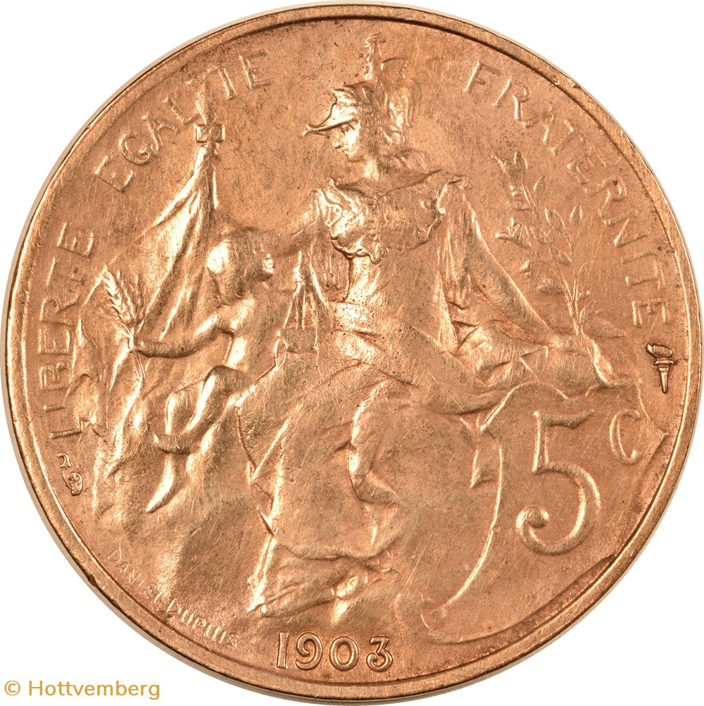 5 centimes Daniel-Dupuis 1903 monnaies monde france 5 centimes daniel dupuis 1903