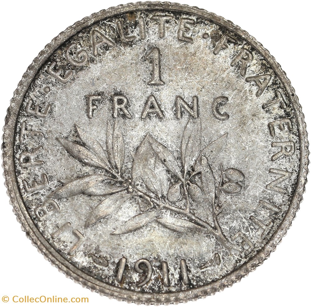 1 franc Semeuse 1911 (MS65) monnaies monde france 1 franc semeuse 1911 ms65