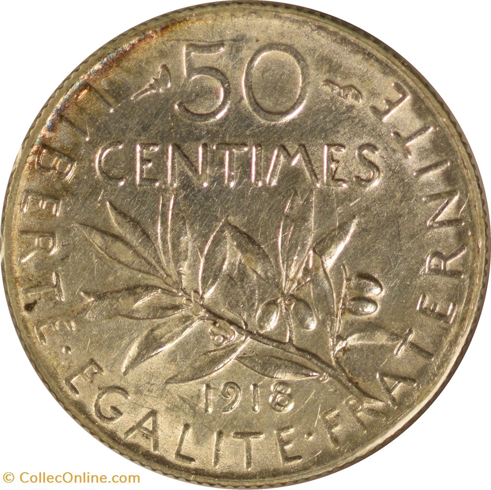 50 centimes Semeuse 1918 monnaies monde france 50 centimes semeuse 1918