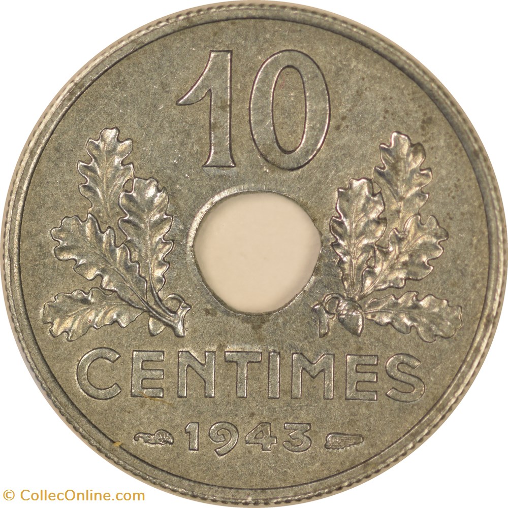 10 centimes Etat fran ais 1943 Coins World France Etat