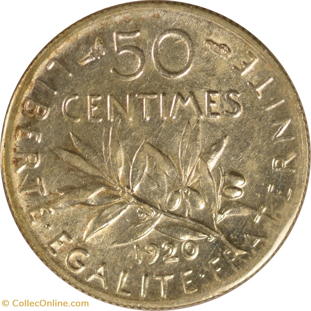 50 centimes Semeuse 1920 monnaies monde france 50 centimes semeuse 1920