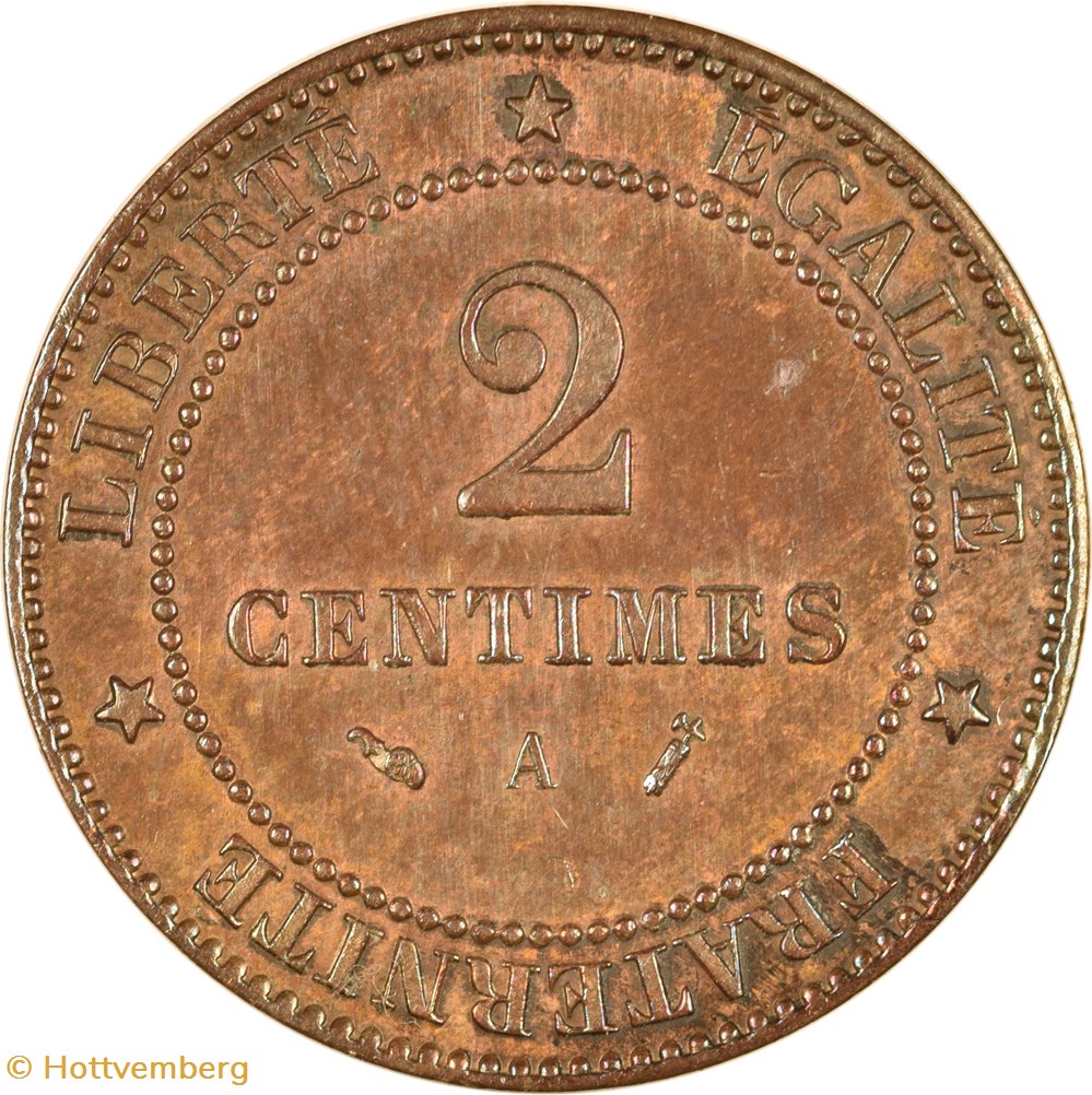 2 centimes Cérès 1891 A monnaies monde france 2 centimes ceres 1891 a