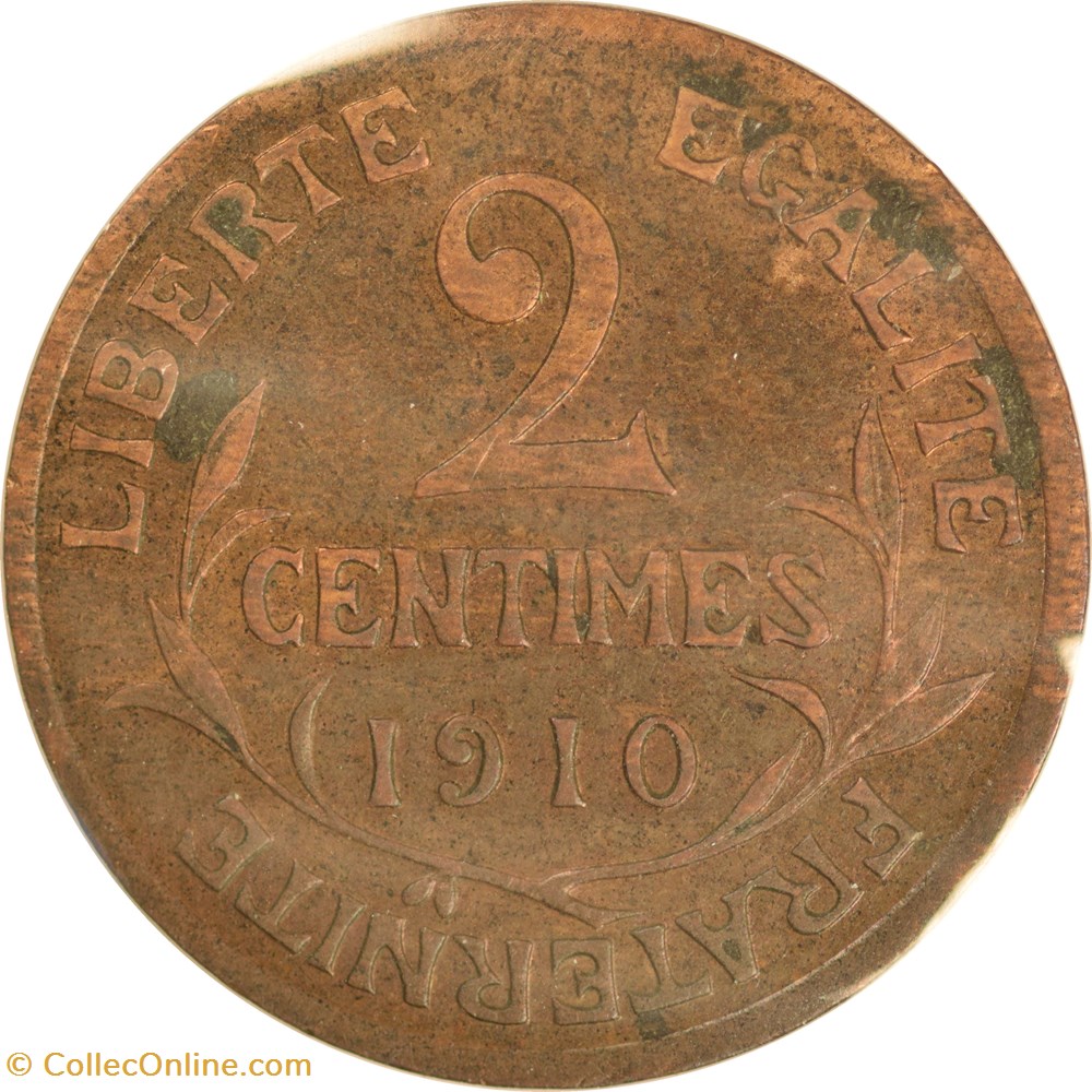 monnaies monde france 2 centimes daniel dupuis 1910