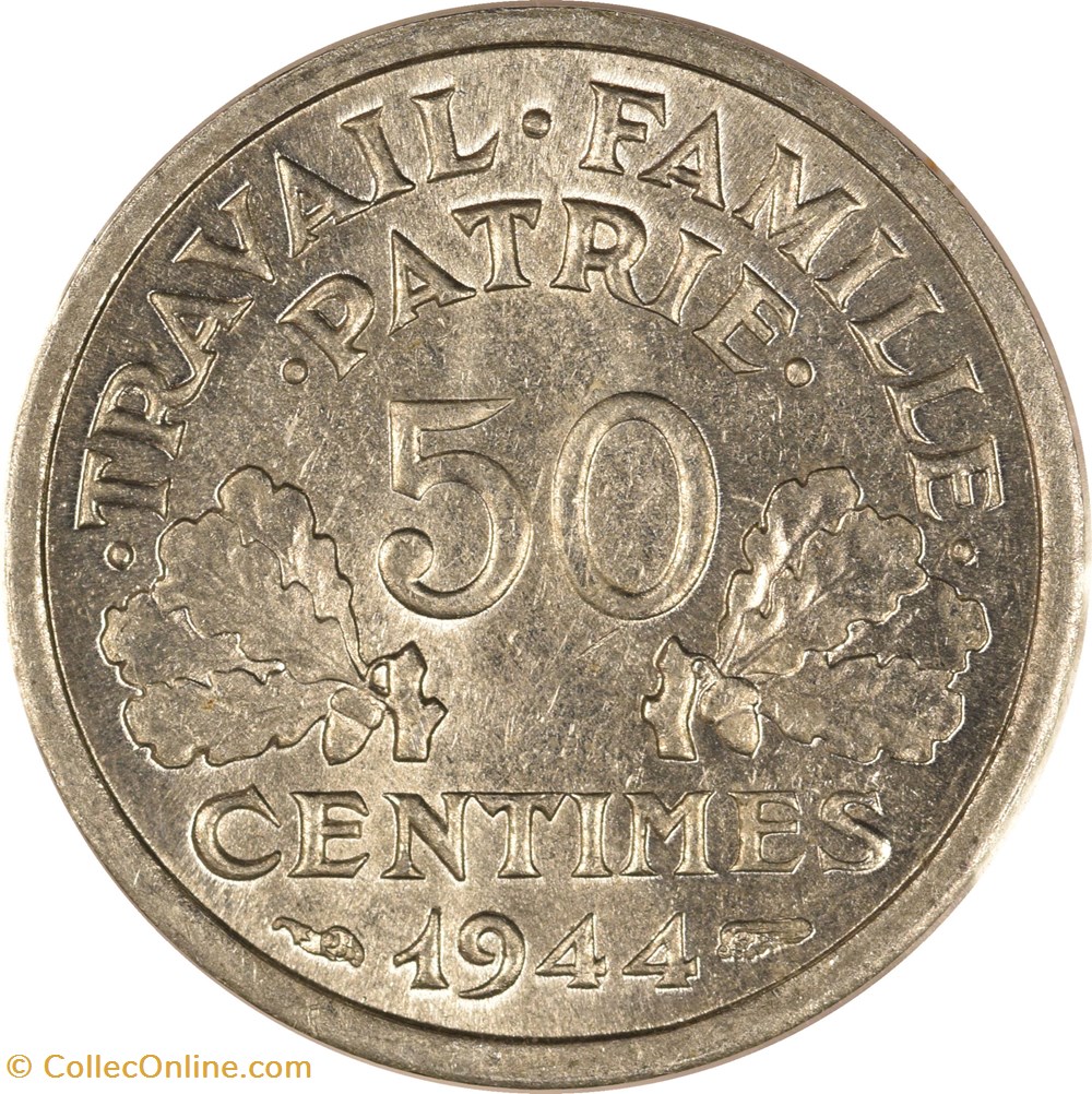 50 centimes Francisque 1944 monnaies monde france 50 centimes francisque 1944