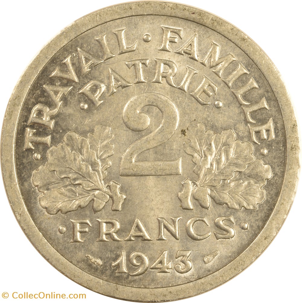 2 francs Francisque 1943 monnaies monde france 2 francs francisque 1943