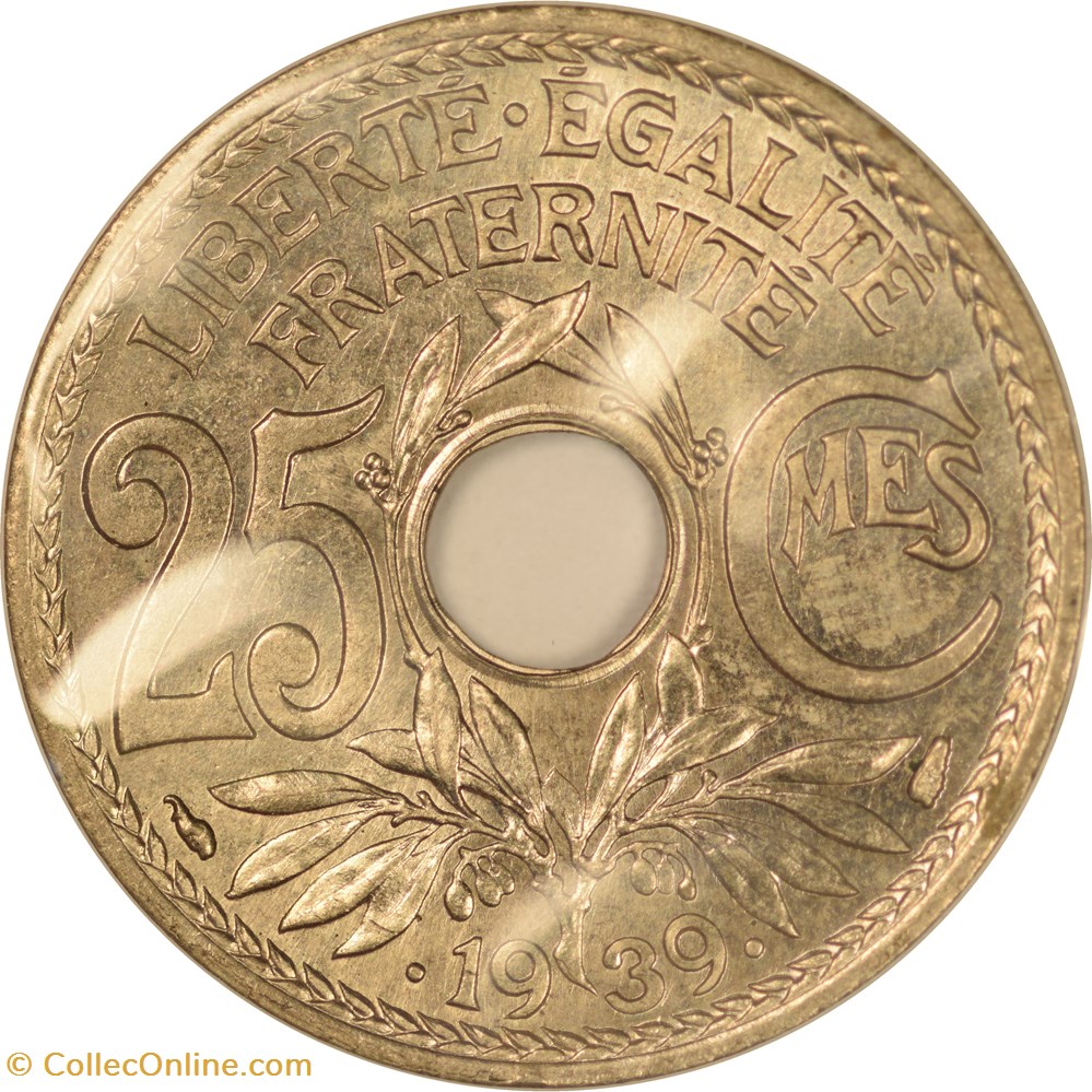 monnaies monde france 25 centimes lindauer 1939