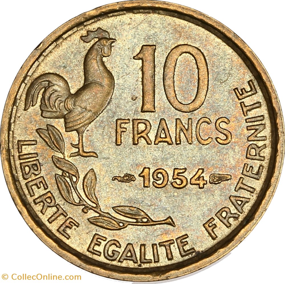 10 francs Guiraud 1954 (AU58) monnaies monde france 10 francs guiraud 1954 au58