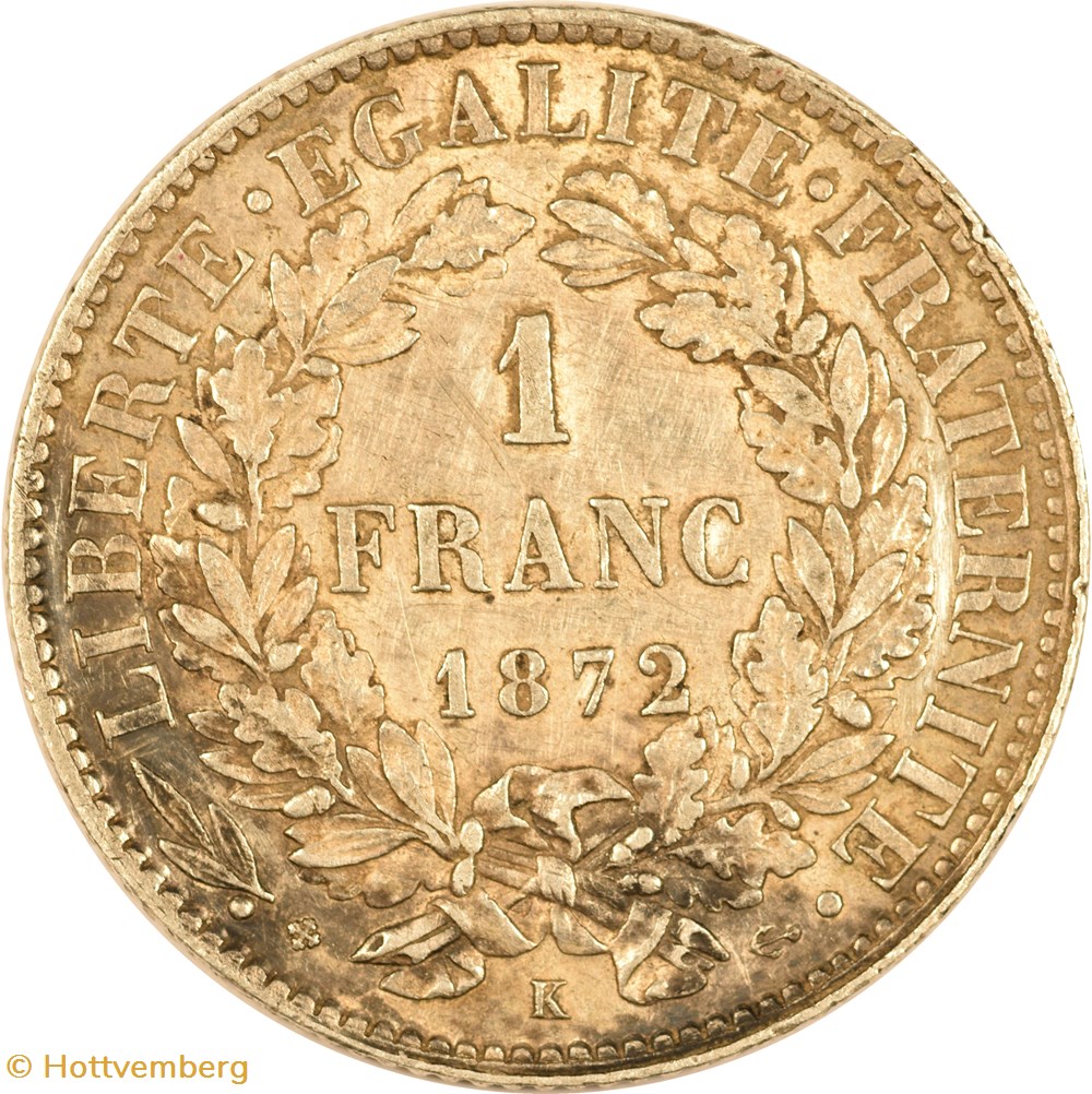 monnaies monde france 1 franc ceres 1872 k