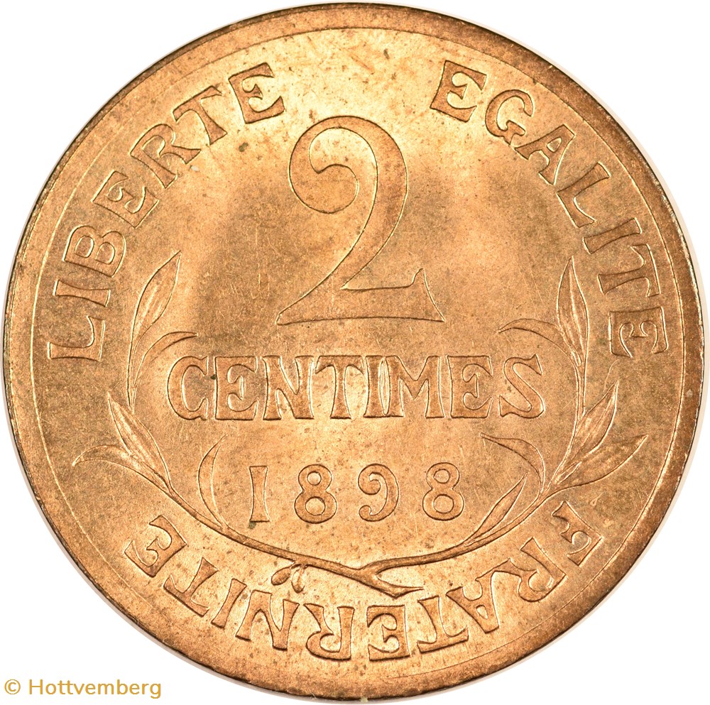 2 centimes Daniel-Dupuis 1898 monnaies monde france 2 centimes daniel dupuis 1898