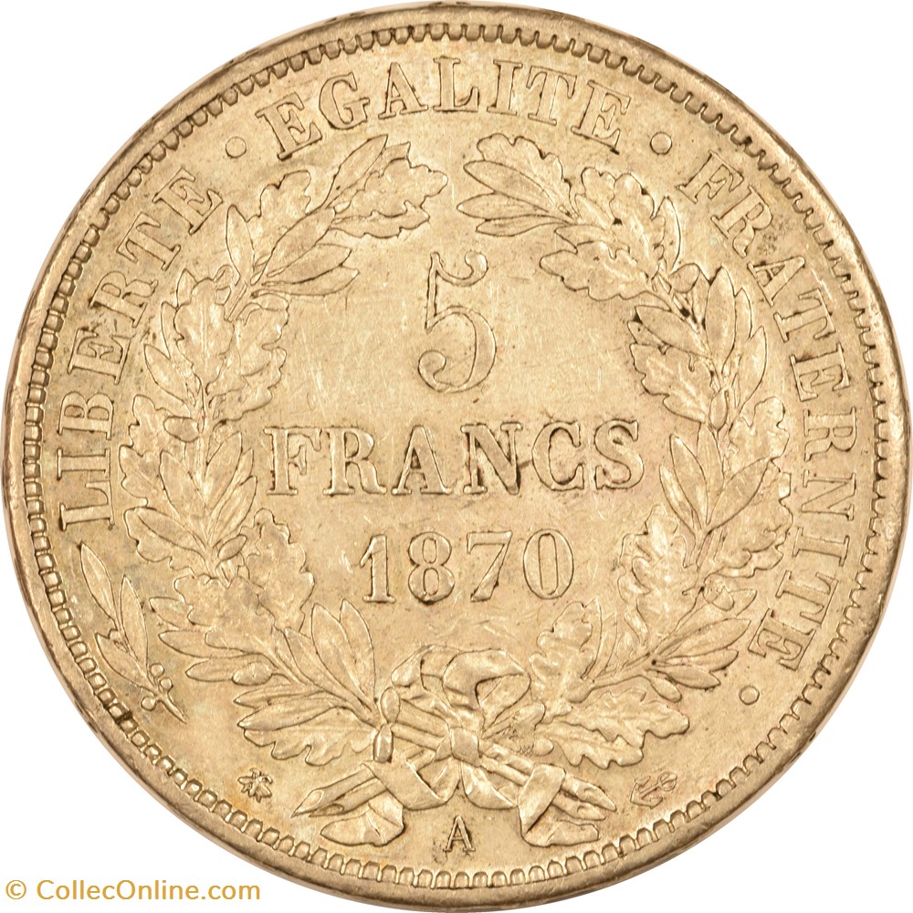 monnaies monde france 5 francs ceres 1870 a