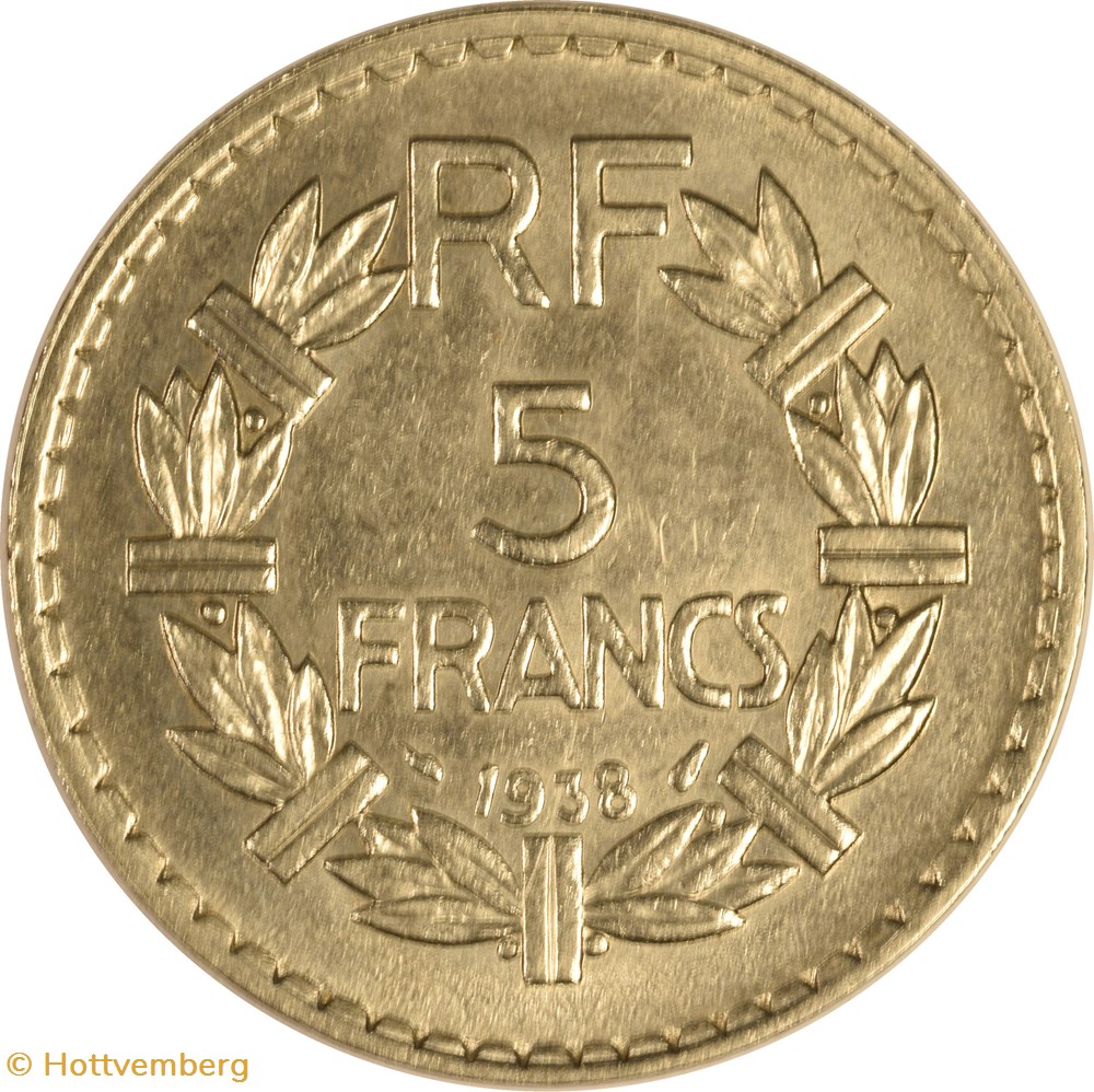monnaies monde france 5 francs lavrillier 1938