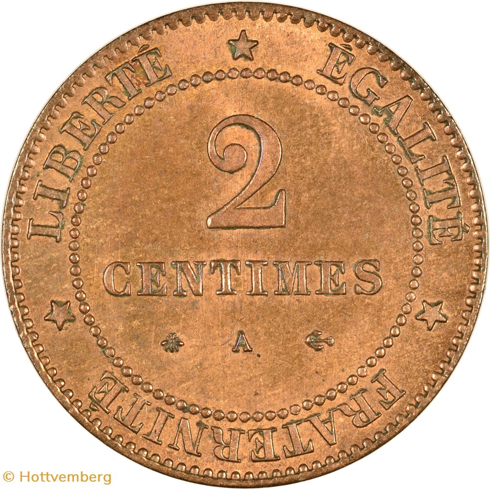 2 centimes Cérès 1877 A monnaies monde france 2 centimes ceres 1877 a