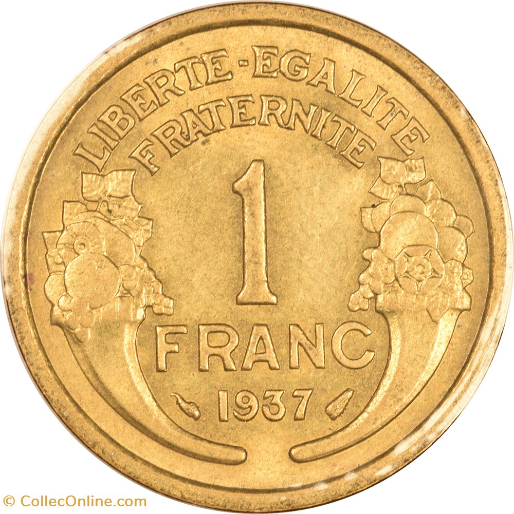 monnaies monde france 1 franc morlon 1937