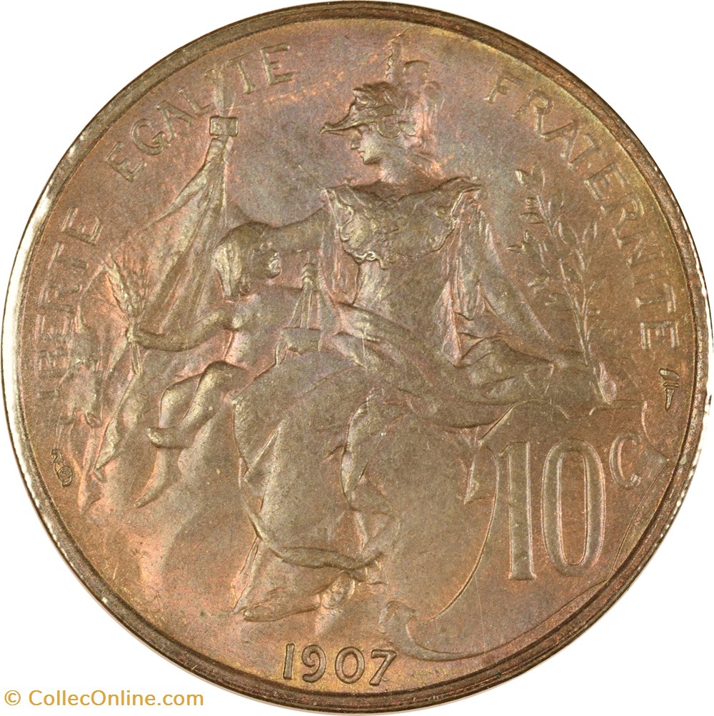 10 centimes Daniel-Dupuis 1907 monnaies monde france 10 centimes daniel dupuis 1907