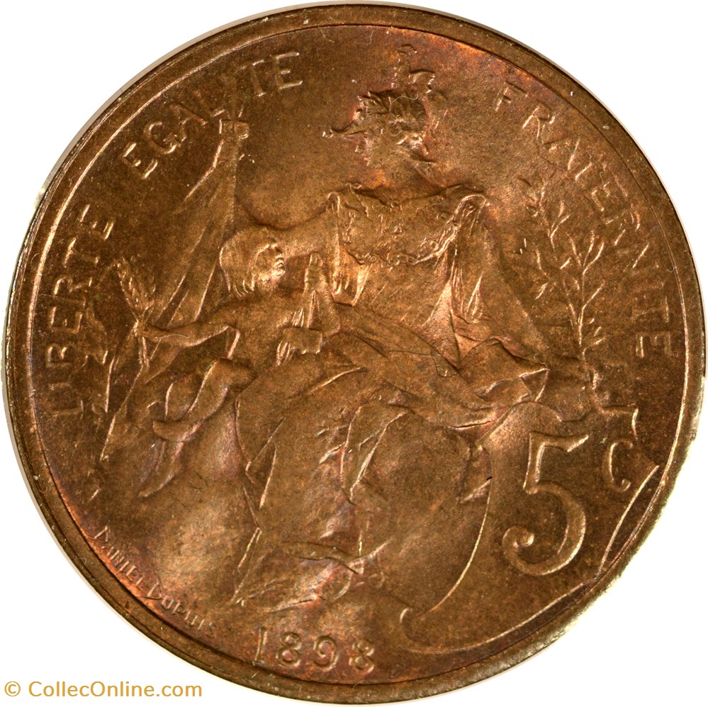 monnaies monde france 5 centimes daniel dupuis 1898