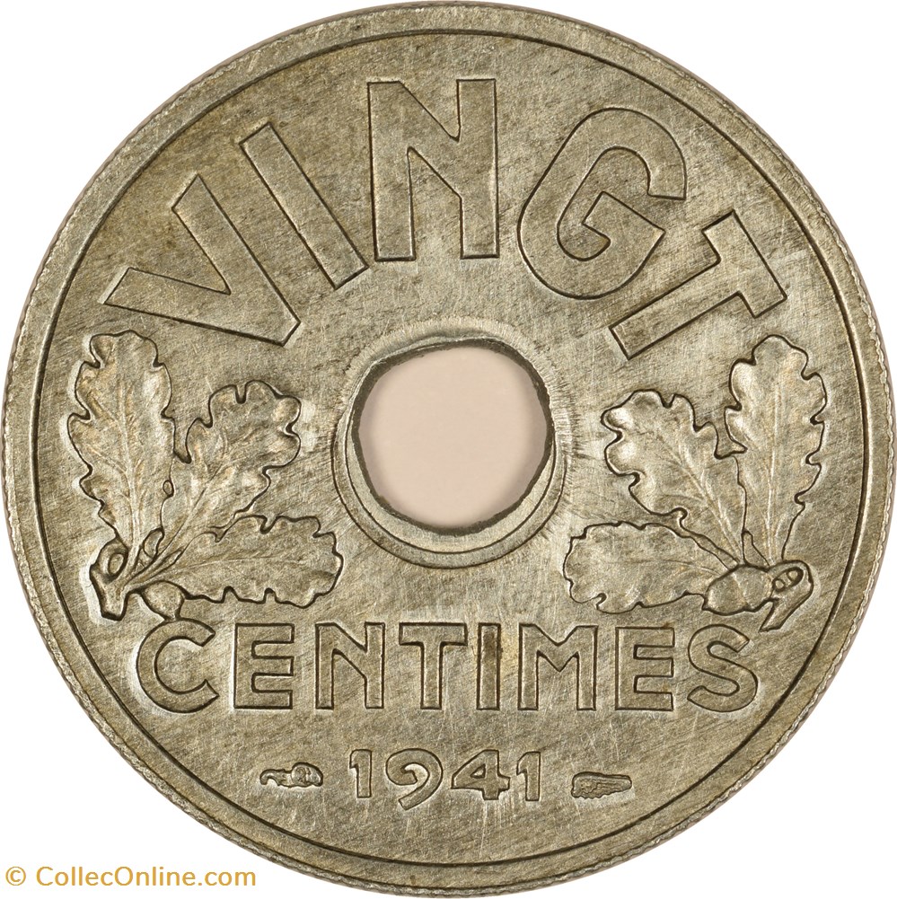 VINGT centimes Etat français 1941 monnaies monde france vingt centimes etat francais 1941
