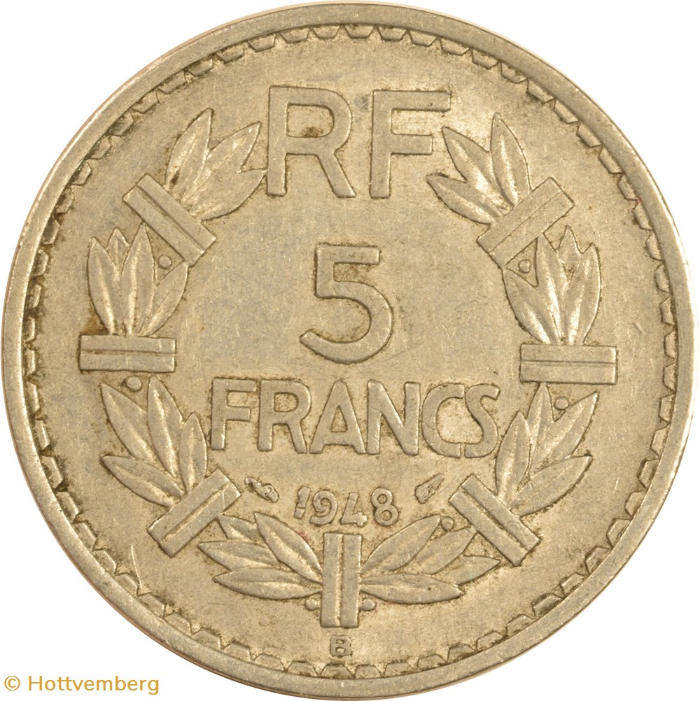 monnaies monde france 5 francs lavrillier 1948 b