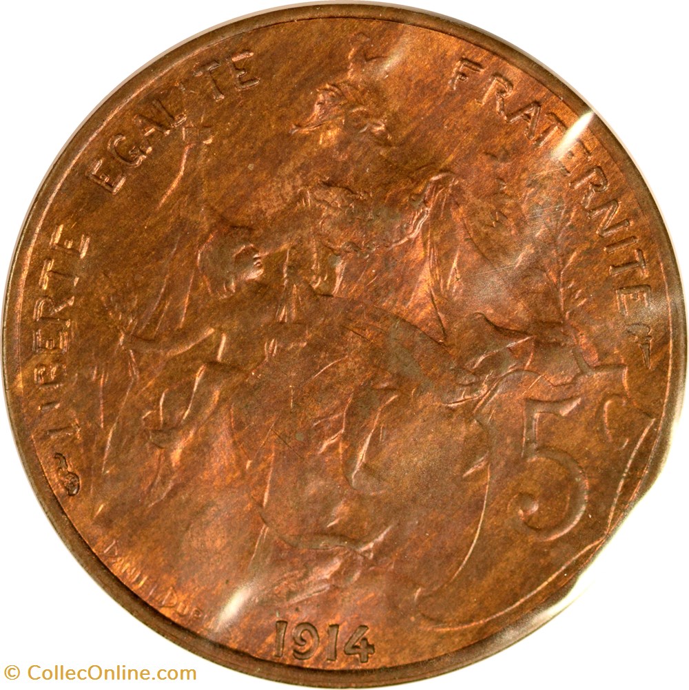 monnaies monde france 5 centimes daniel dupuis 1914