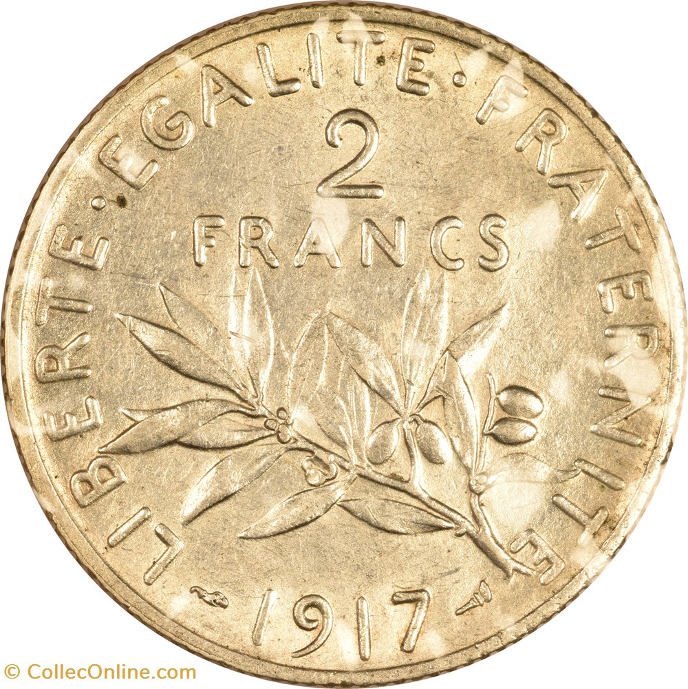 monnaies monde france 2 francs semeuse 1917