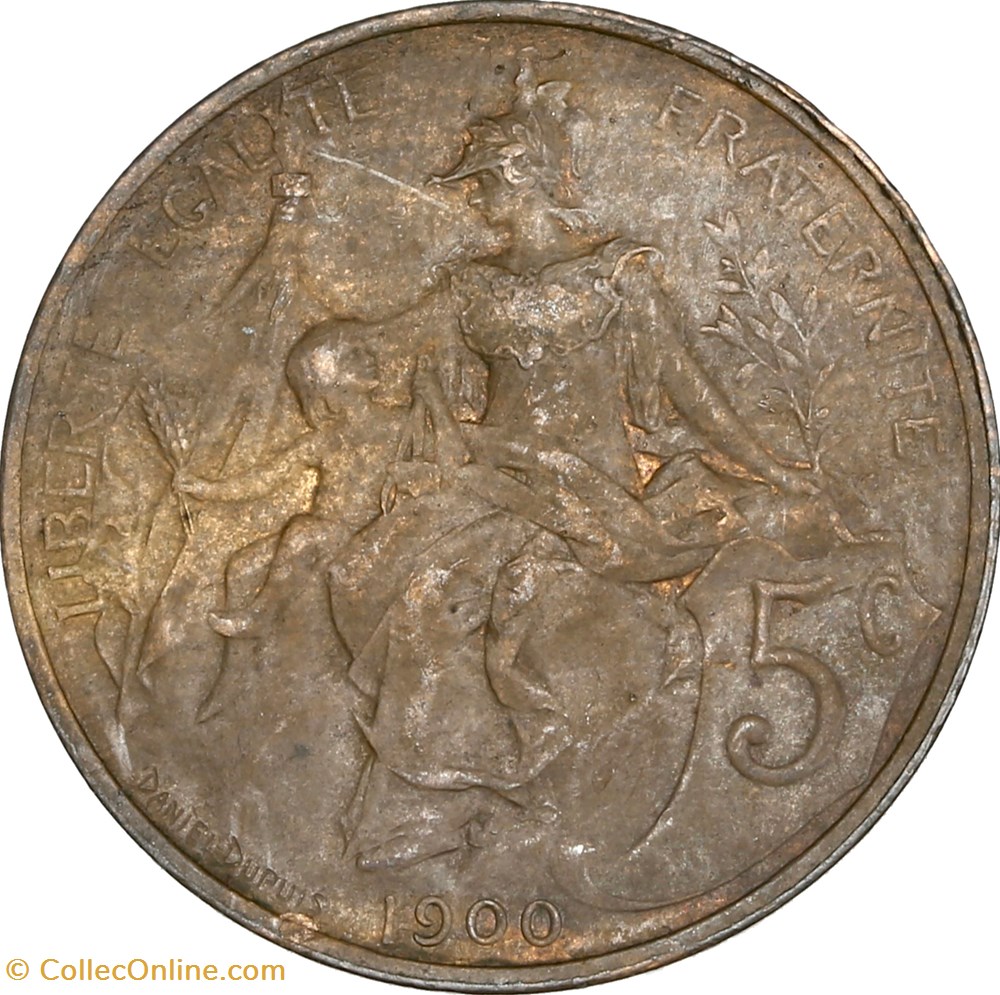 5 centimes Daniel-Dupuis 1900 (AU58) monnaies monde france 5 centimes daniel dupuis 1900 au58