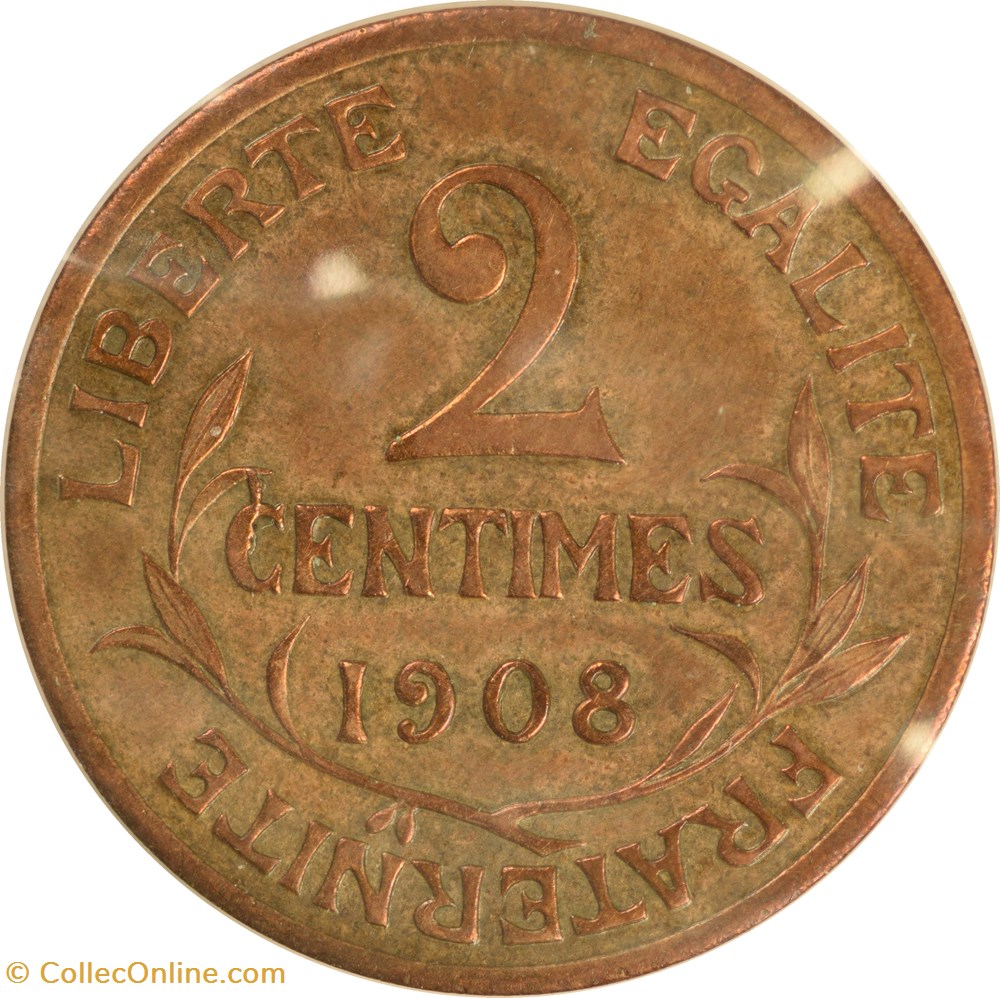 monnaies monde france 2 centimes daniel dupuis 1908