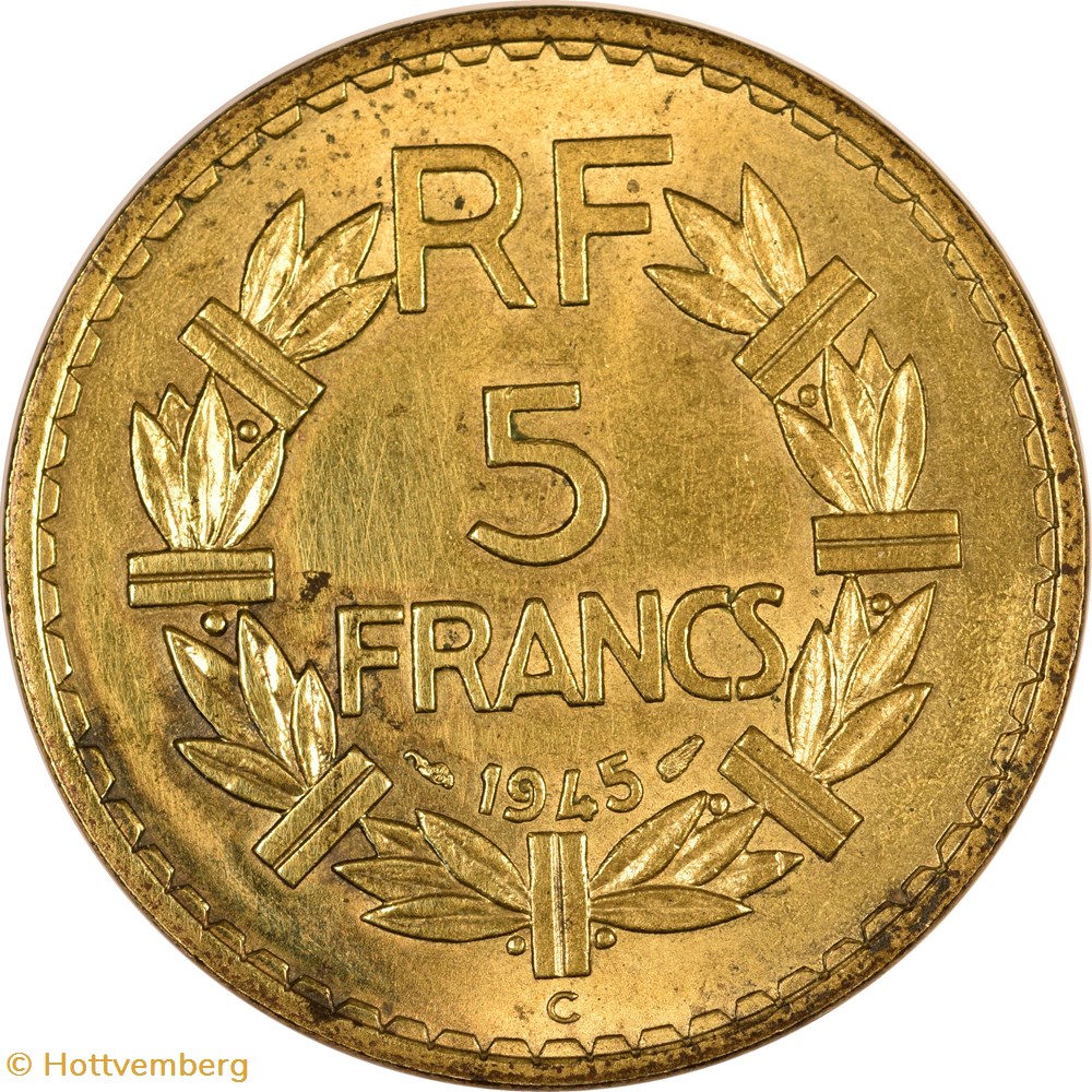 5 francs Lavrillier 1945 C monnaies monde france 5 francs lavrillier 1945 c