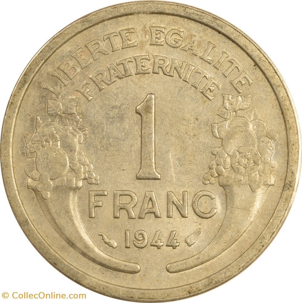 1 franc Morlon 1944 monnaies monde france 1 franc morlon 1944