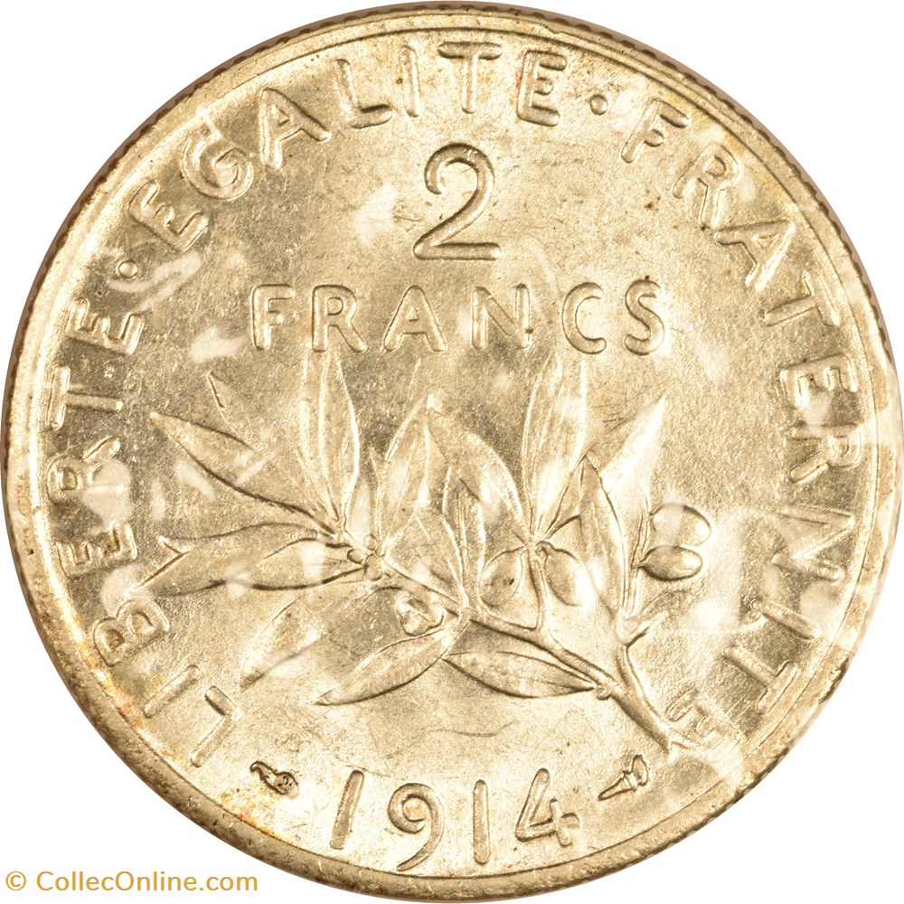 2 francs Semeuse 1914 monnaies monde france 2 francs semeuse 1914