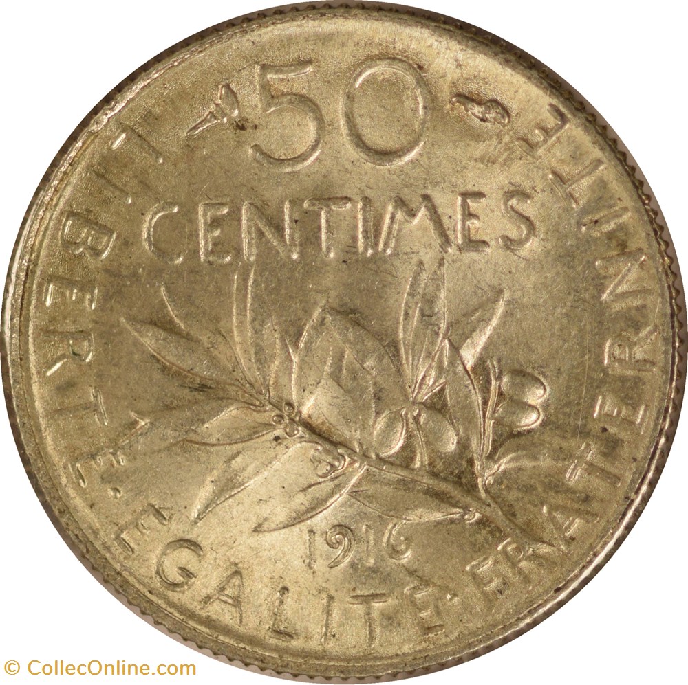 50 centimes Semeuse 1916 monnaies monde france 50 centimes semeuse 1916