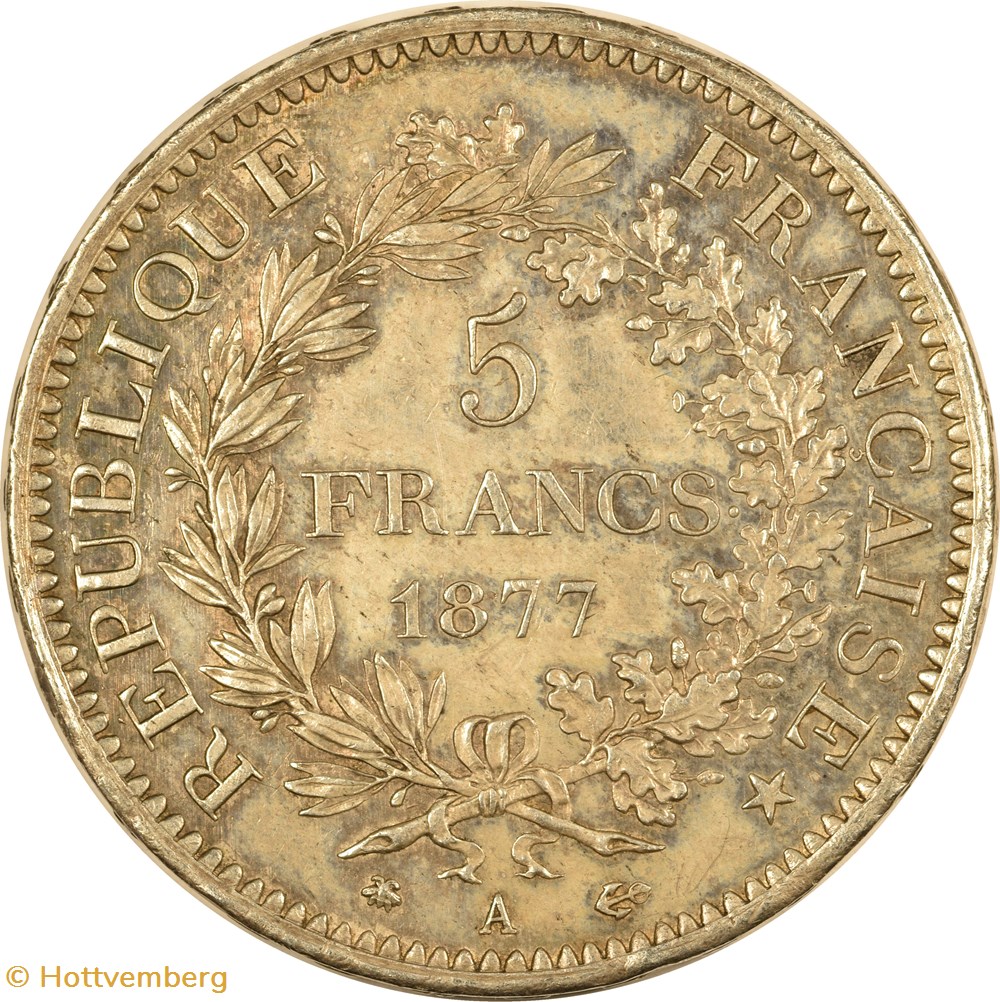 5 francs Hercule 1877 A monnaies monde france 5 francs hercule 1877 a