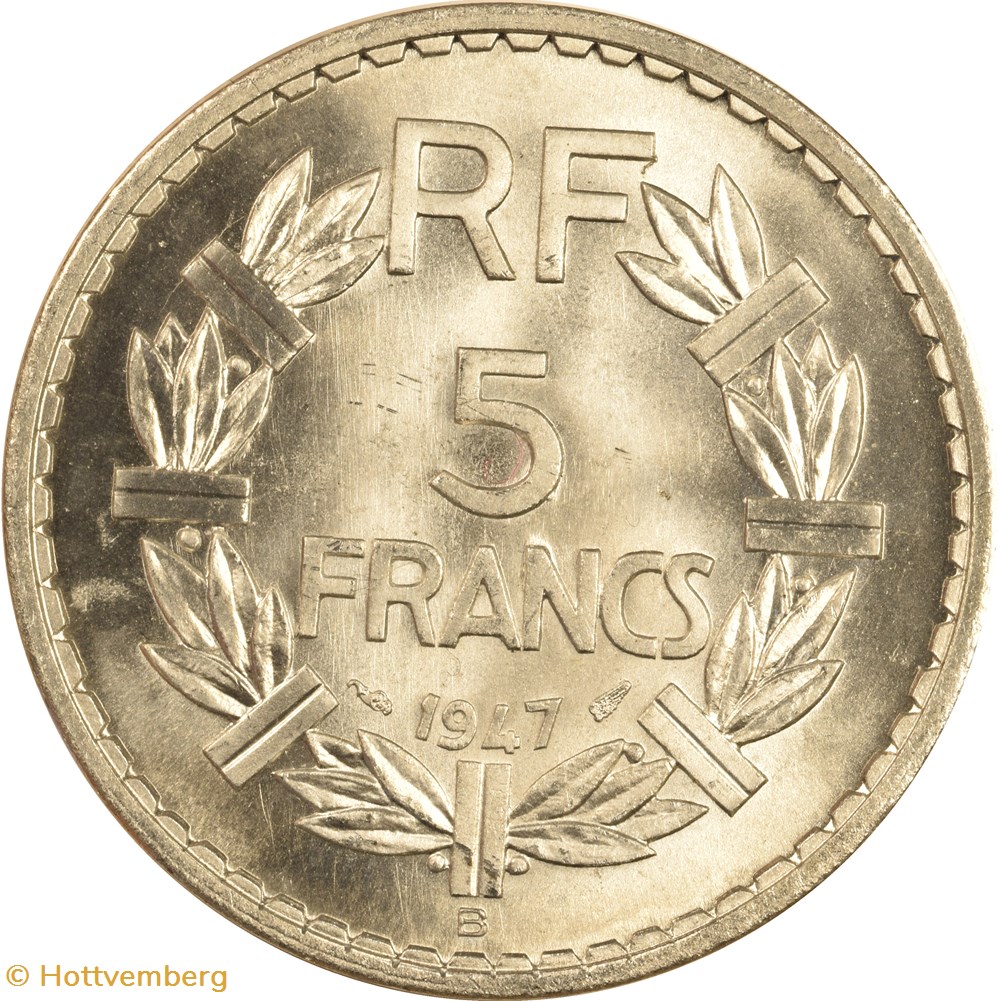 monnaies monde france 5 francs lavrillier 1947 b