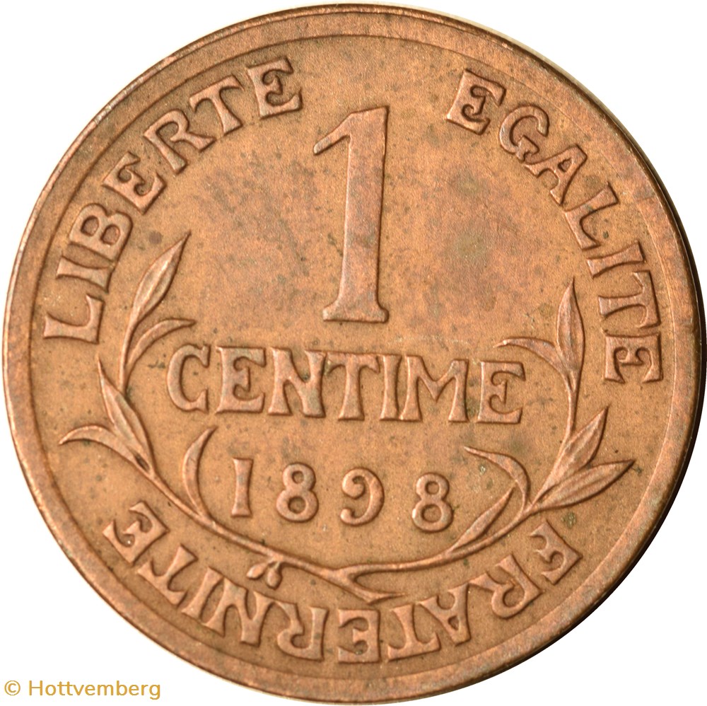 1 centime Daniel-Dupuis 1898 flan mat monnaies monde france 1 centime daniel dupuis 1898 flan mat