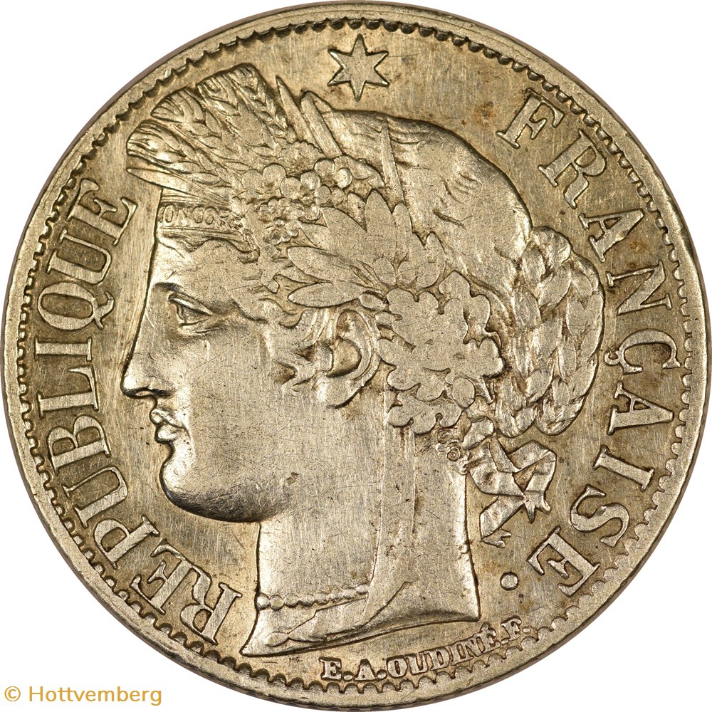 1 franc Cérès 1871 K monnaies monde france 1 franc ceres 1871 k