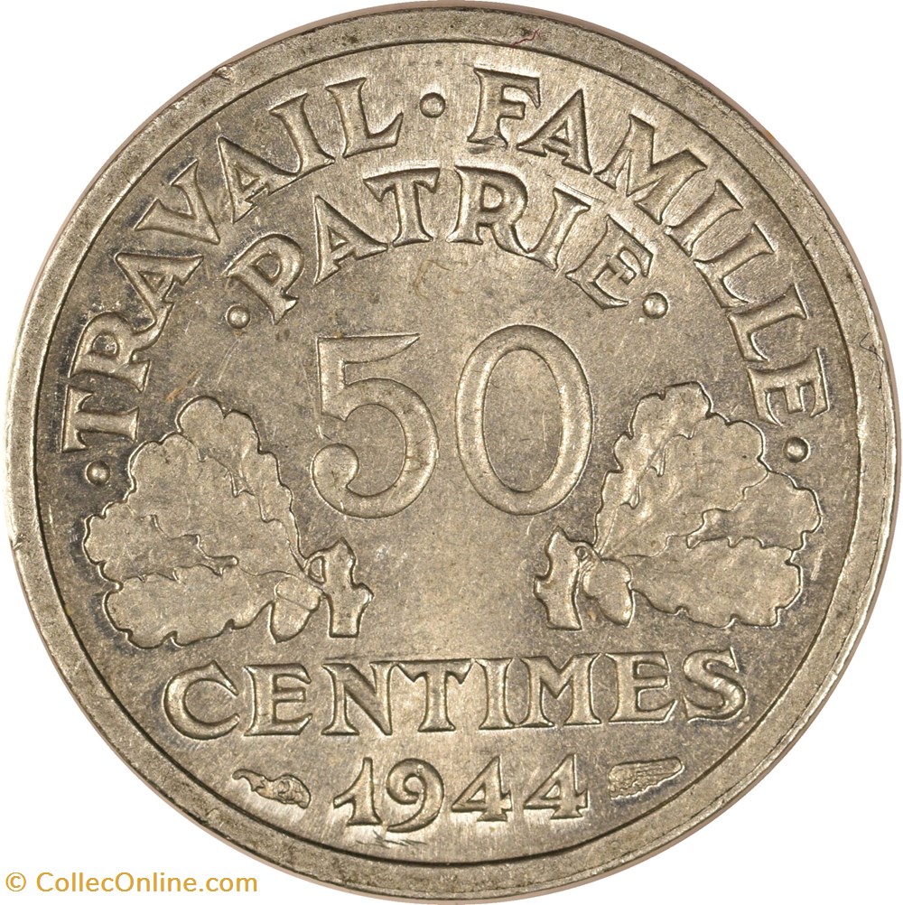 50 centimes Francisque 1944 C monnaies monde france 50 centimes francisque 1944 c