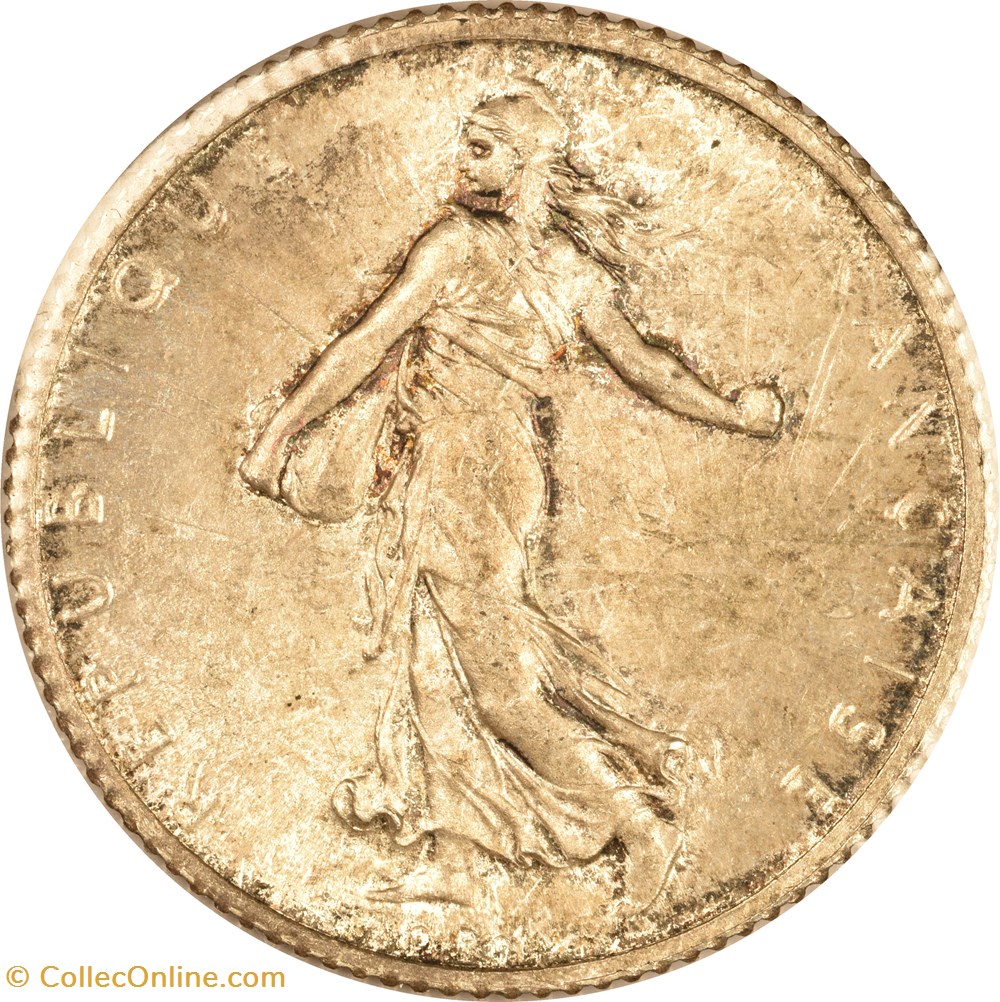1 franc Semeuse 1911 (MS65) 4 monnaies monde france 1 franc semeuse 1911 ms65