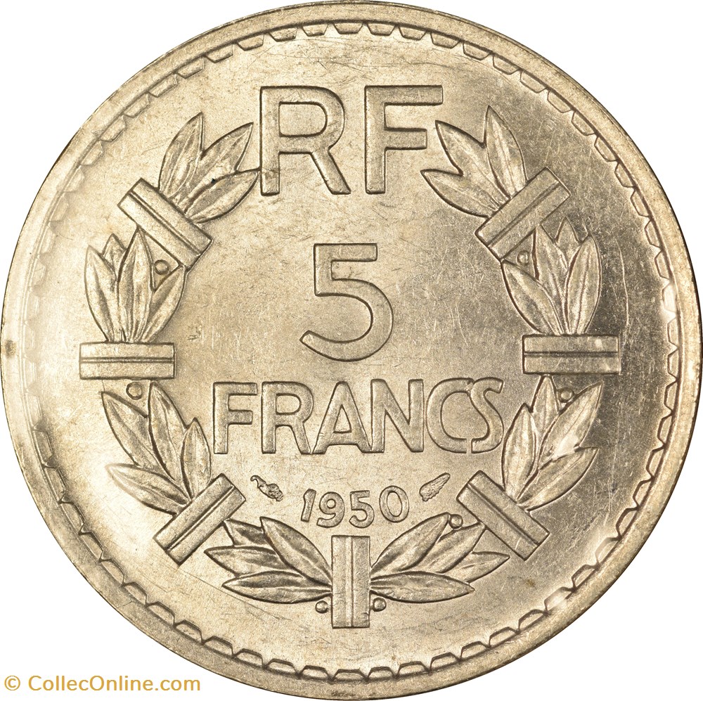 monnaies monde france 5 francs lavrillier 1950