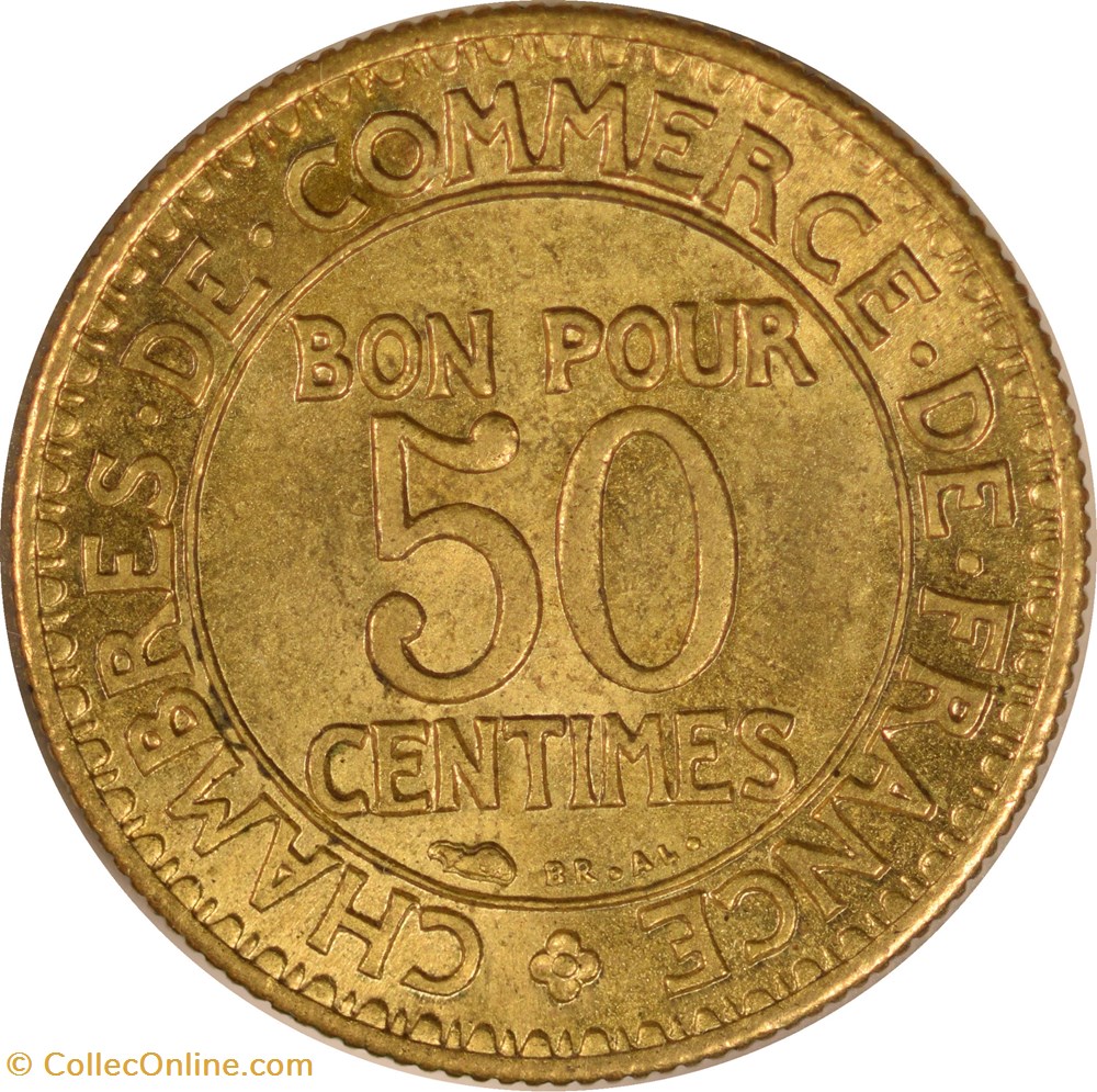 monnaies monde france 50 centimes chambres de commerce 1922