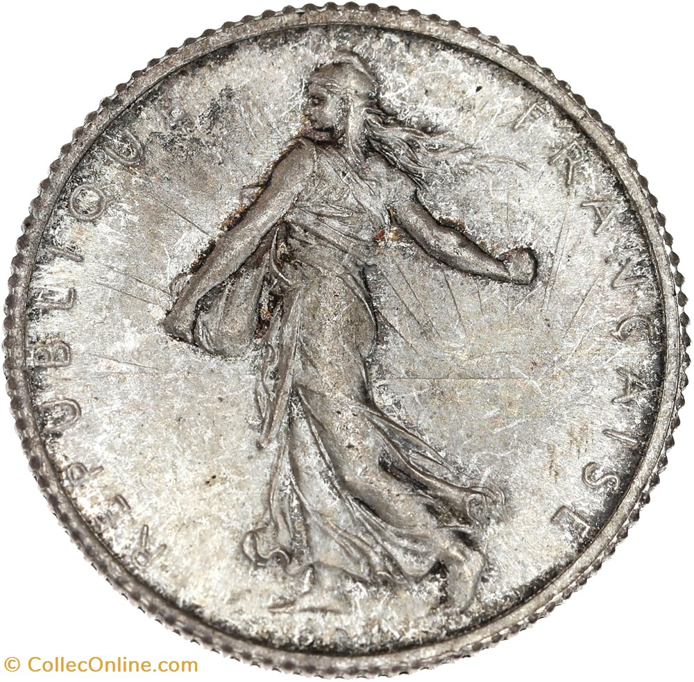 1 franc Semeuse 1911 (MS65) 2 monnaies monde france 1 franc semeuse 1911 ms65