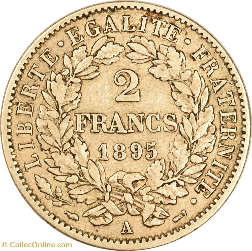 2 francs Cérès 1895 A monnaies monde france 2 francs ceres 1895 a