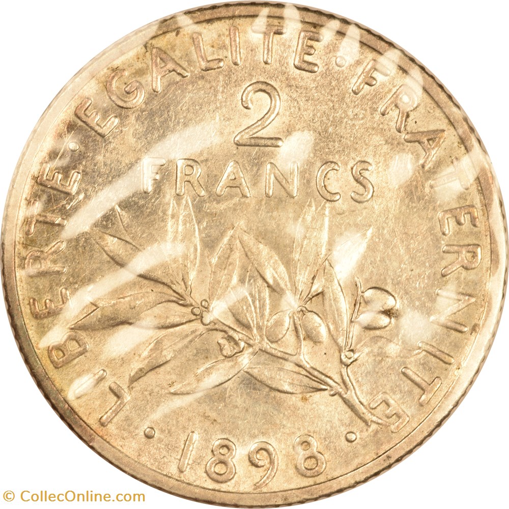 2 francs Semeuse 1898 monnaies monde france 2 francs semeuse 1898