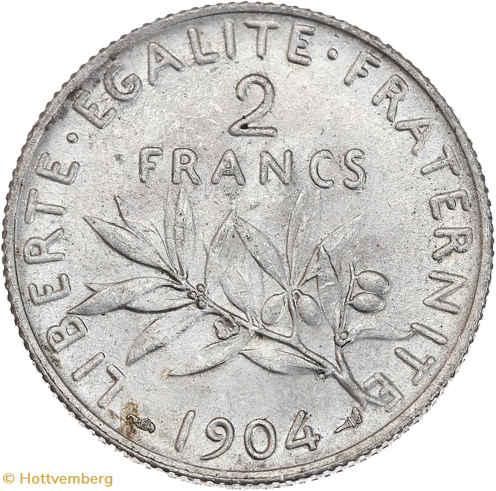2 francs Semeuse 1904 (MS62) monnaies monde france 2 francs semeuse 1904 ms62