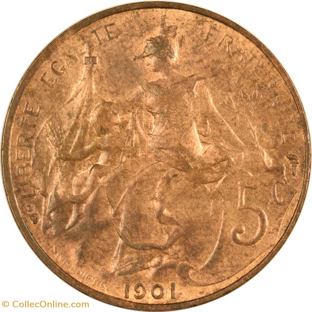 5 centimes Daniel-Dupuis 1901 monnaies monde france 5 centimes daniel dupuis 1901