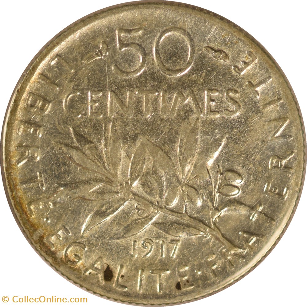 50 centimes Semeuse 1917 monnaies monde france 50 centimes semeuse 1917
