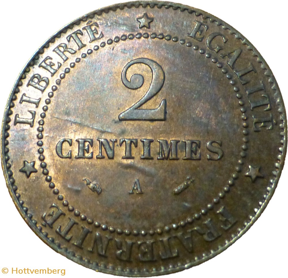 2 centimes Cérès 1896 A 3 monnaies monde france 2 centimes ceres 1896 a