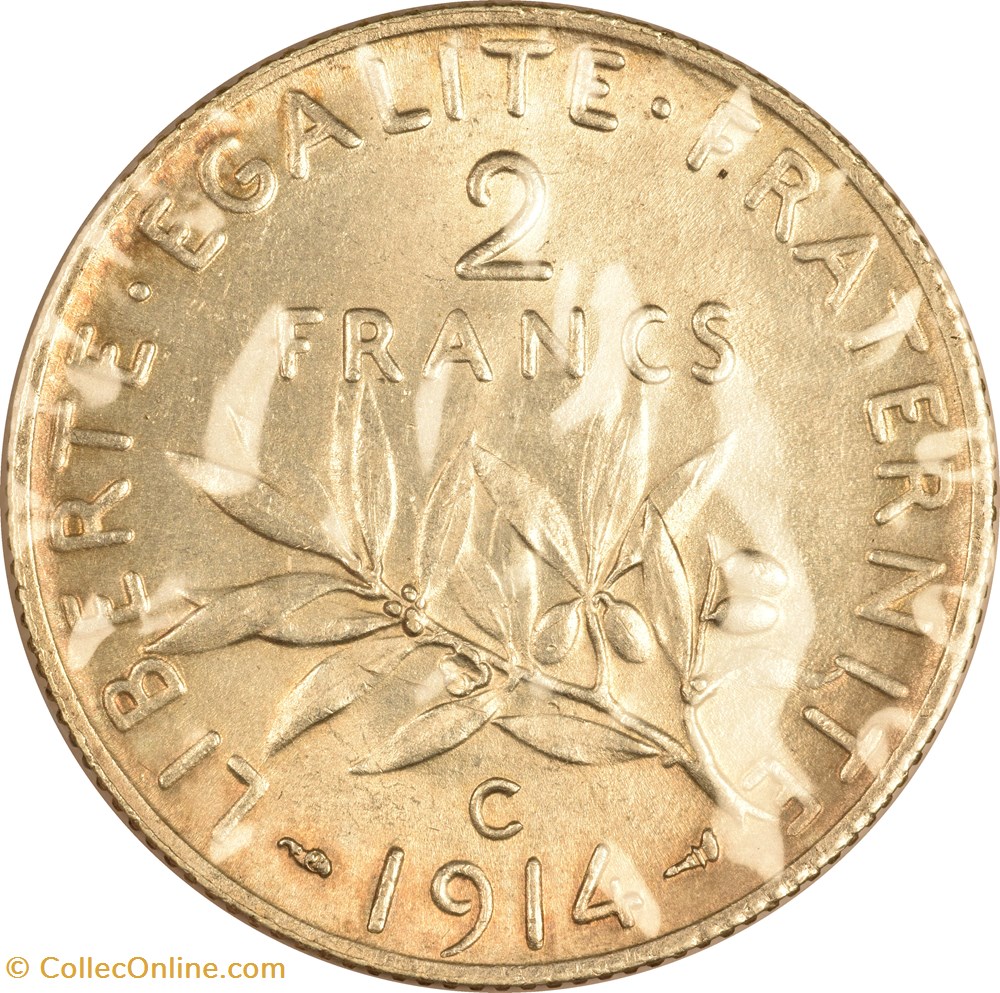 2 francs Semeuse 1914 C monnaies monde france 2 francs semeuse 1914 c
