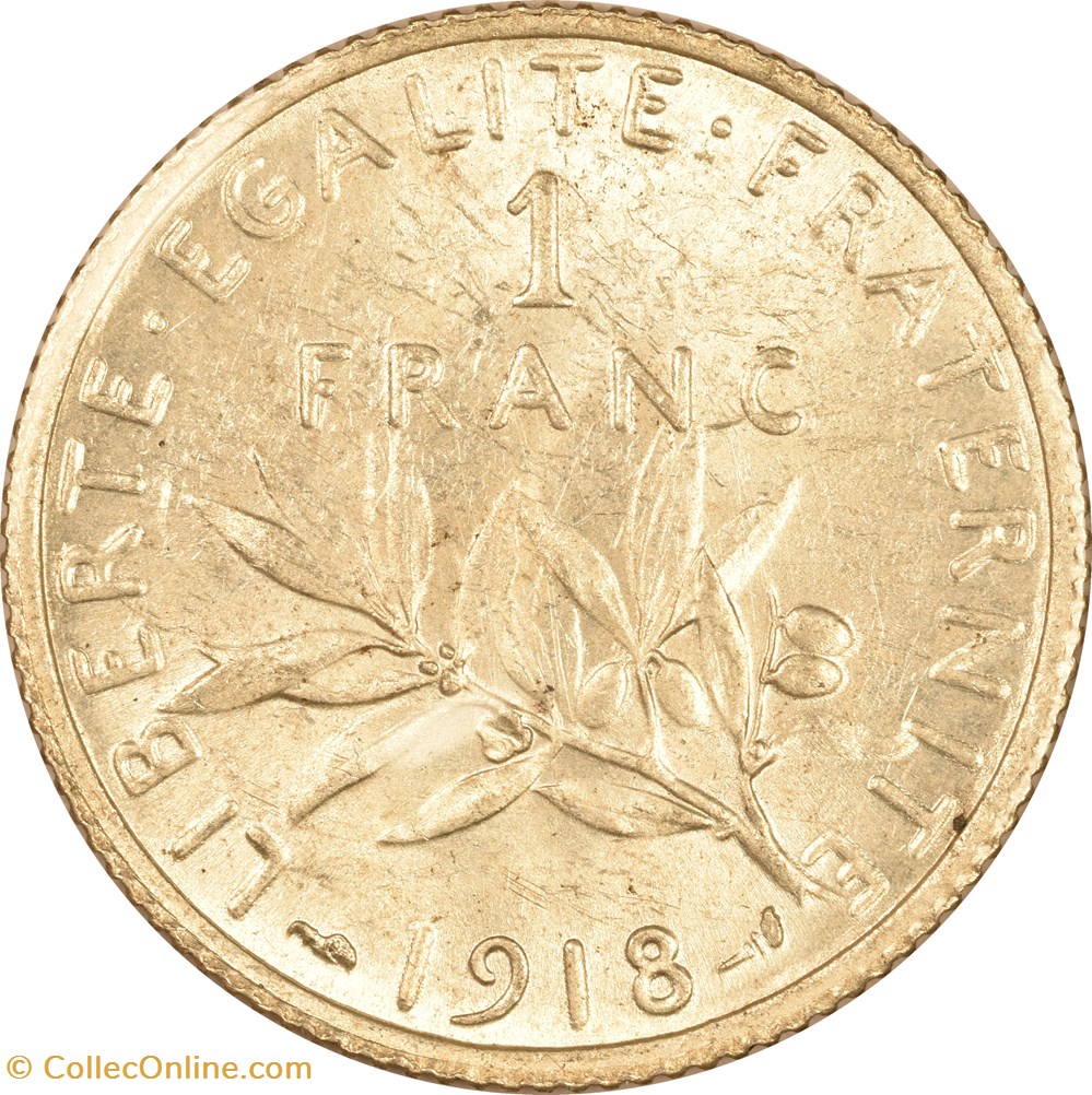 1 franc Semeuse 1918 monnaies monde france 1 franc semeuse 1918