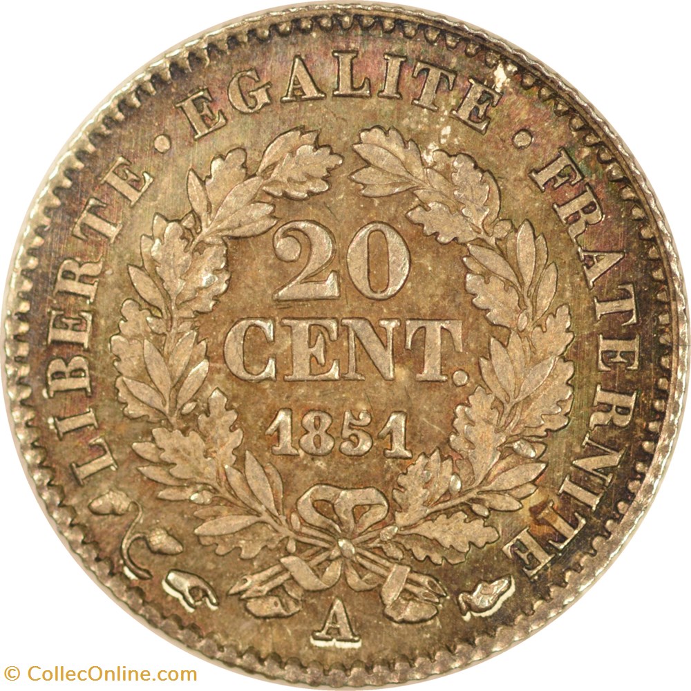 20 centimes Cérès 1851 A monnaies monde france 20 centimes ceres 1851 a