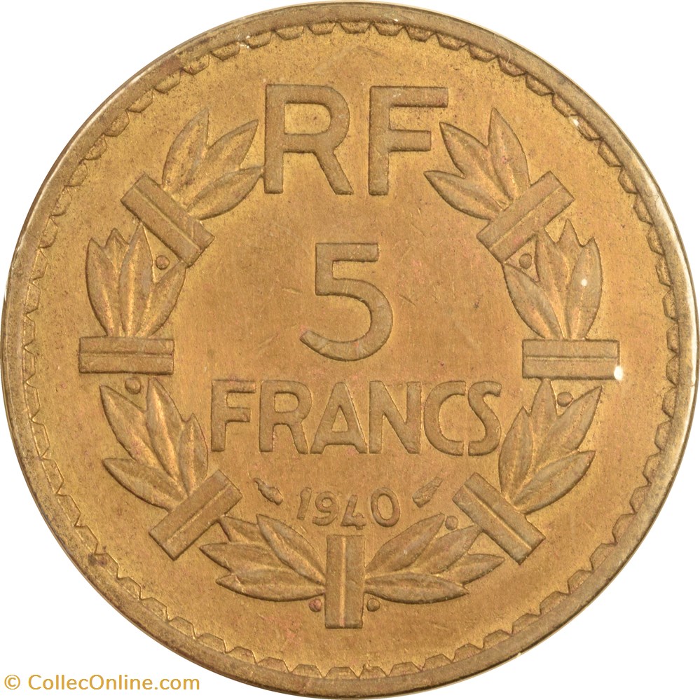 monnaies monde france 5 francs lavrillier 1940